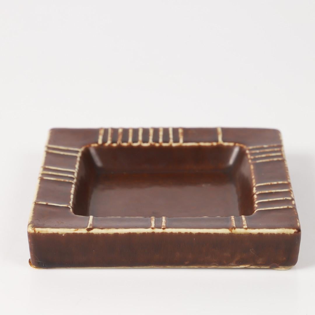 Glazed stoneware ashtray/catch all by Carl-Harry Stålhane. Sweden circa 1950's.  Signed. 