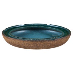 Glazed Stoneware Ashtray with Crushed Glass Rim