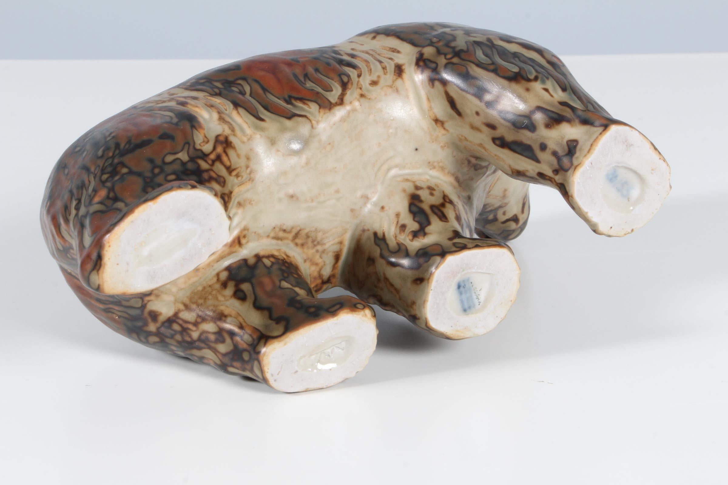 Glazed Stoneware Bear Figurine, Knud Kyhn for Royal Copenhagen #20155 In Excellent Condition In Esbjerg, DK