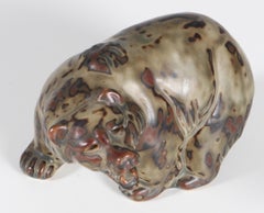 Glazed Stoneware Bear Figurine, Knud Kyhn for Royal Copenhagen #20179