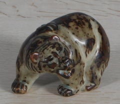 Glazed Stoneware Bear Figurine, Knud Kyhn for Royal Copenhagen #20179