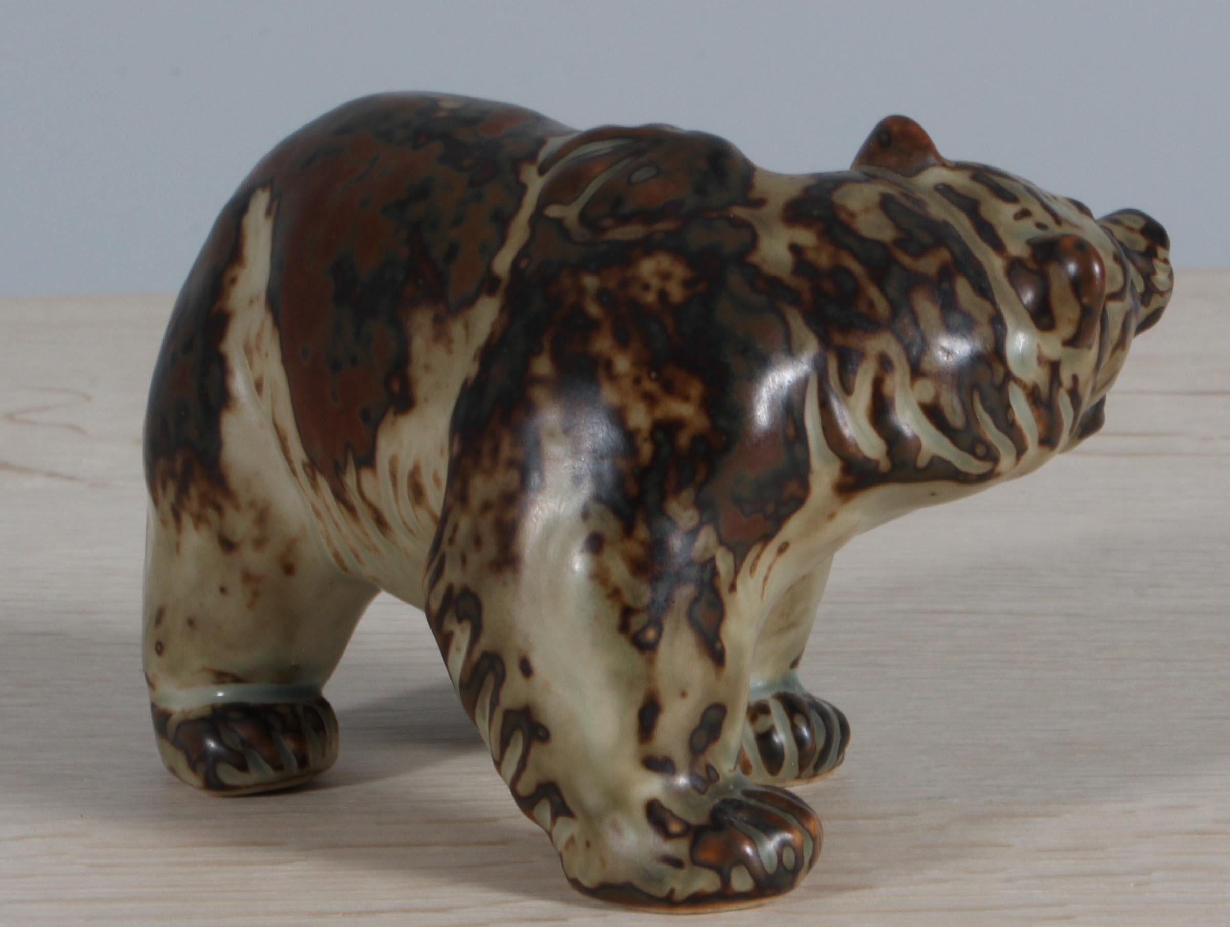 Danish Glazed Stoneware Bear Figurine, Knud Kyhn for Royal Copenhagen #20179 For Sale