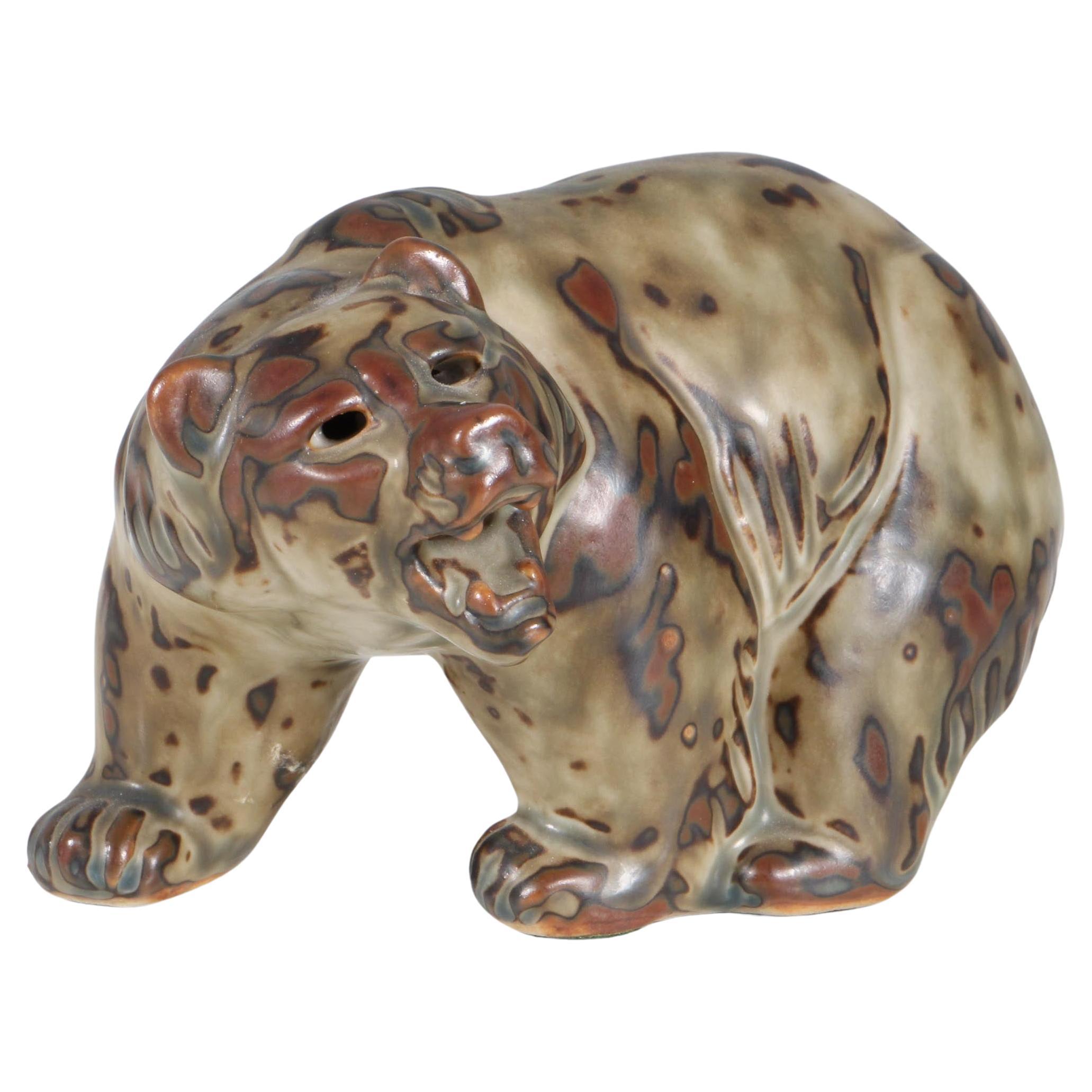 Glazed Stoneware Bear Figurine, Knud Kyhn for Royal Copenhagen #20179 For Sale