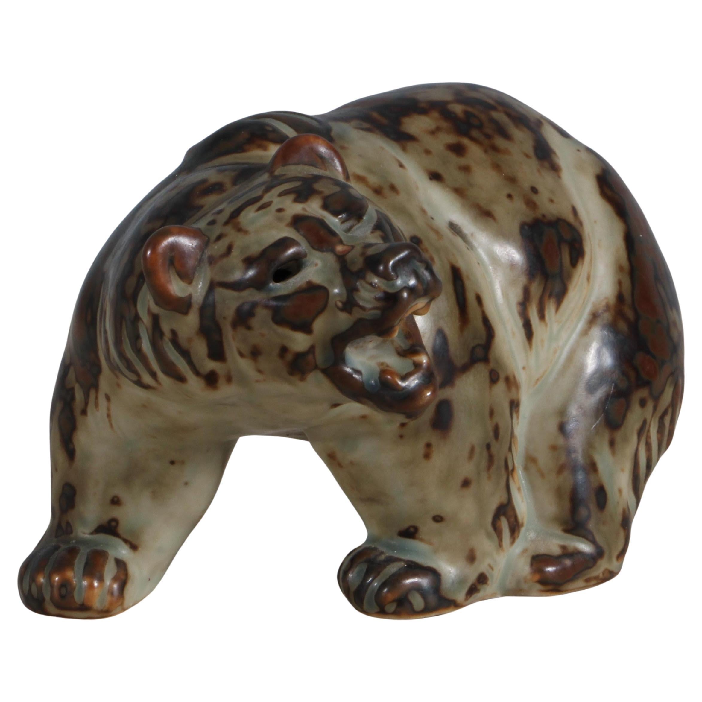 Glazed Stoneware Bear Figurine, Knud Kyhn for Royal Copenhagen #20179
