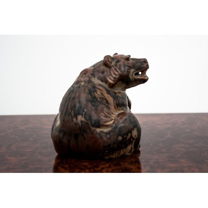 Mid-Century Modern Glazed Stoneware Bears Figurine, Knud Kyhn for Royal Copenhagen #20193 For Sale