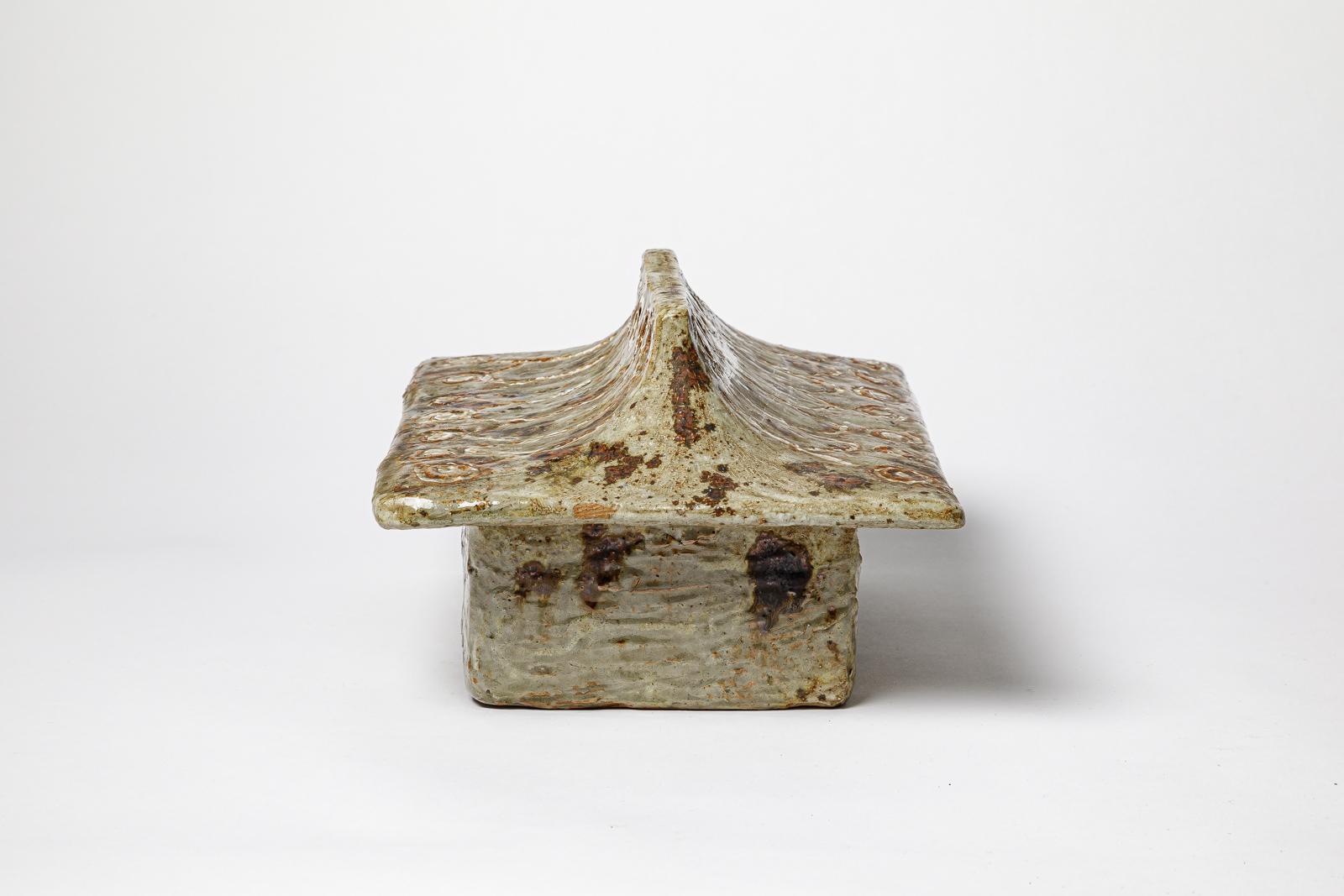 Beaux Arts Glazed stoneware box by Jean-Pierre Viot, 1968. Unique piece. For Sale