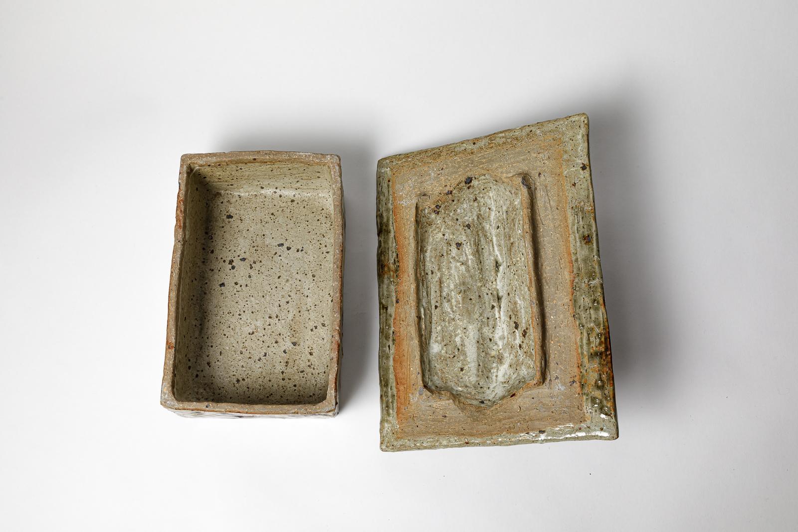 Glazed stoneware box by Jean-Pierre Viot, 1968. Unique piece. For Sale 1
