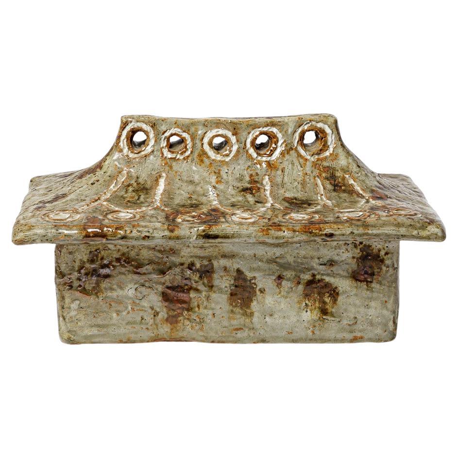 Glazed stoneware box by Jean-Pierre Viot, 1968. Unique piece. For Sale