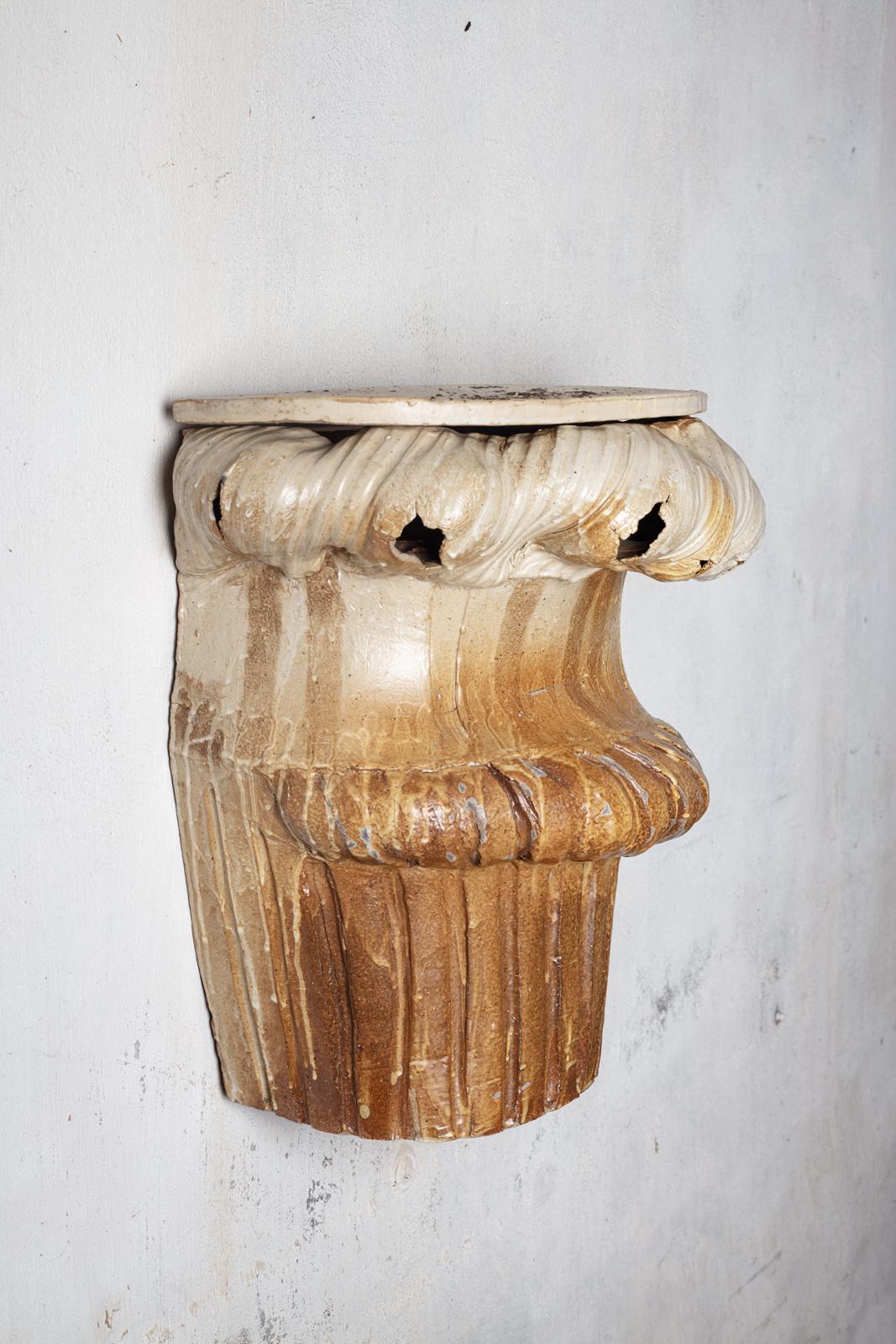 Glazed Stoneware Capital, Anne Barrès, circa 2010 In Excellent Condition In Saint-Ouen, FR