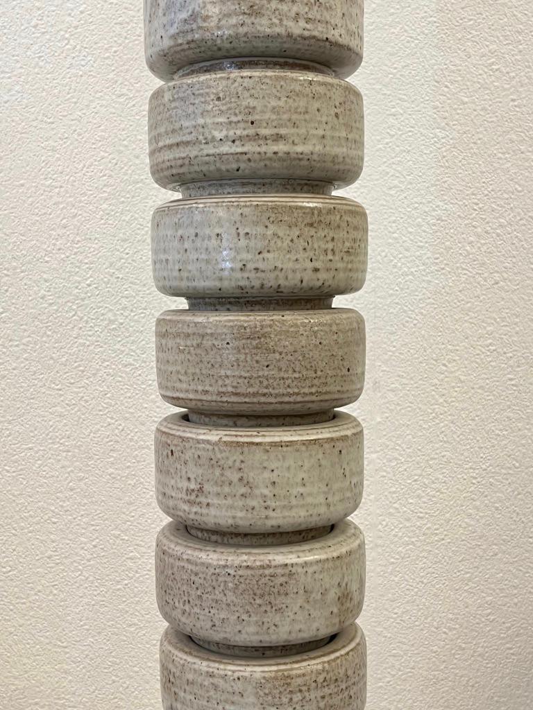 Mid-20th Century Glazed Stoneware Ceramic Floor Lamp by Edouard Chapallaz, Switzerland ca. 1960s For Sale