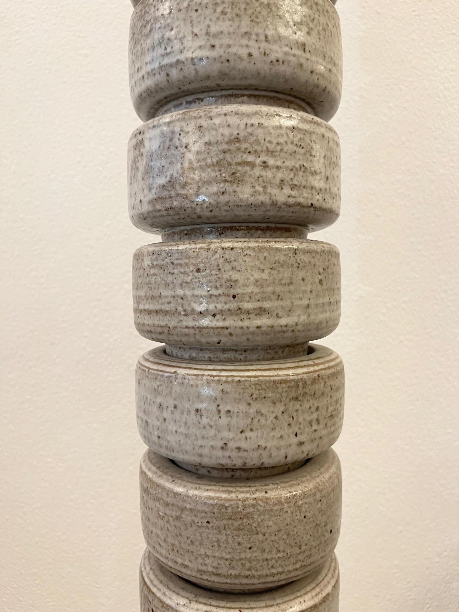 Glazed Stoneware Ceramic Floor Lamp by Edouard Chapallaz, Switzerland ca. 1960s For Sale 1