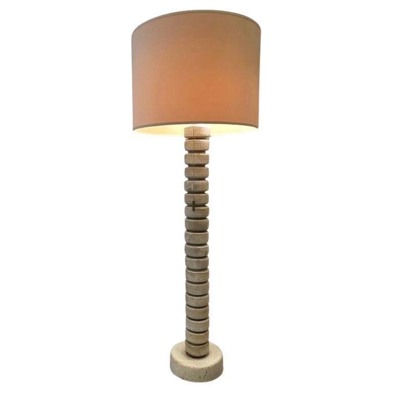 Glazed Stoneware Ceramic Floor Lamp by Edouard Chapallaz, Switzerland ca. 1960s For Sale