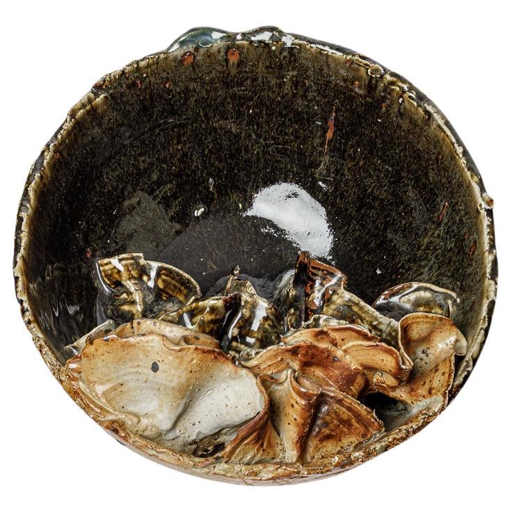 Coupe en grès émaillé de Joelle Deroubaix, La Borne, vers 1975. en vente