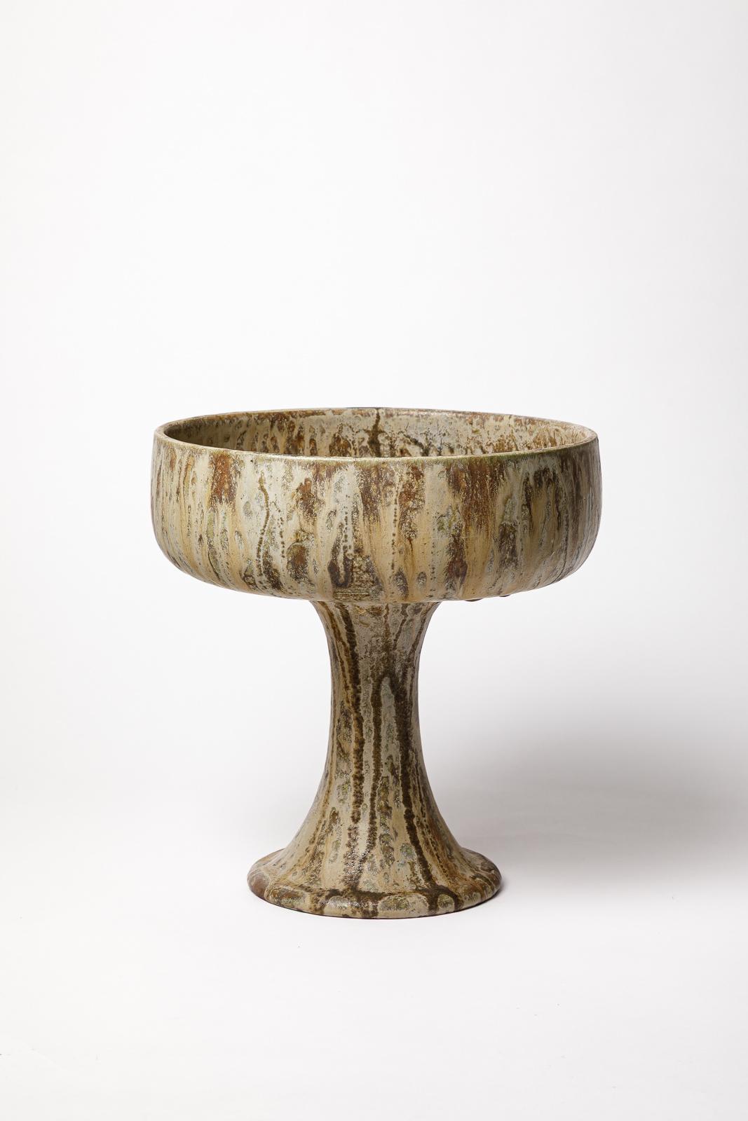 Beaux-Arts Coupe en grès émaillé de Roger Guérin, vers 1930. en vente
