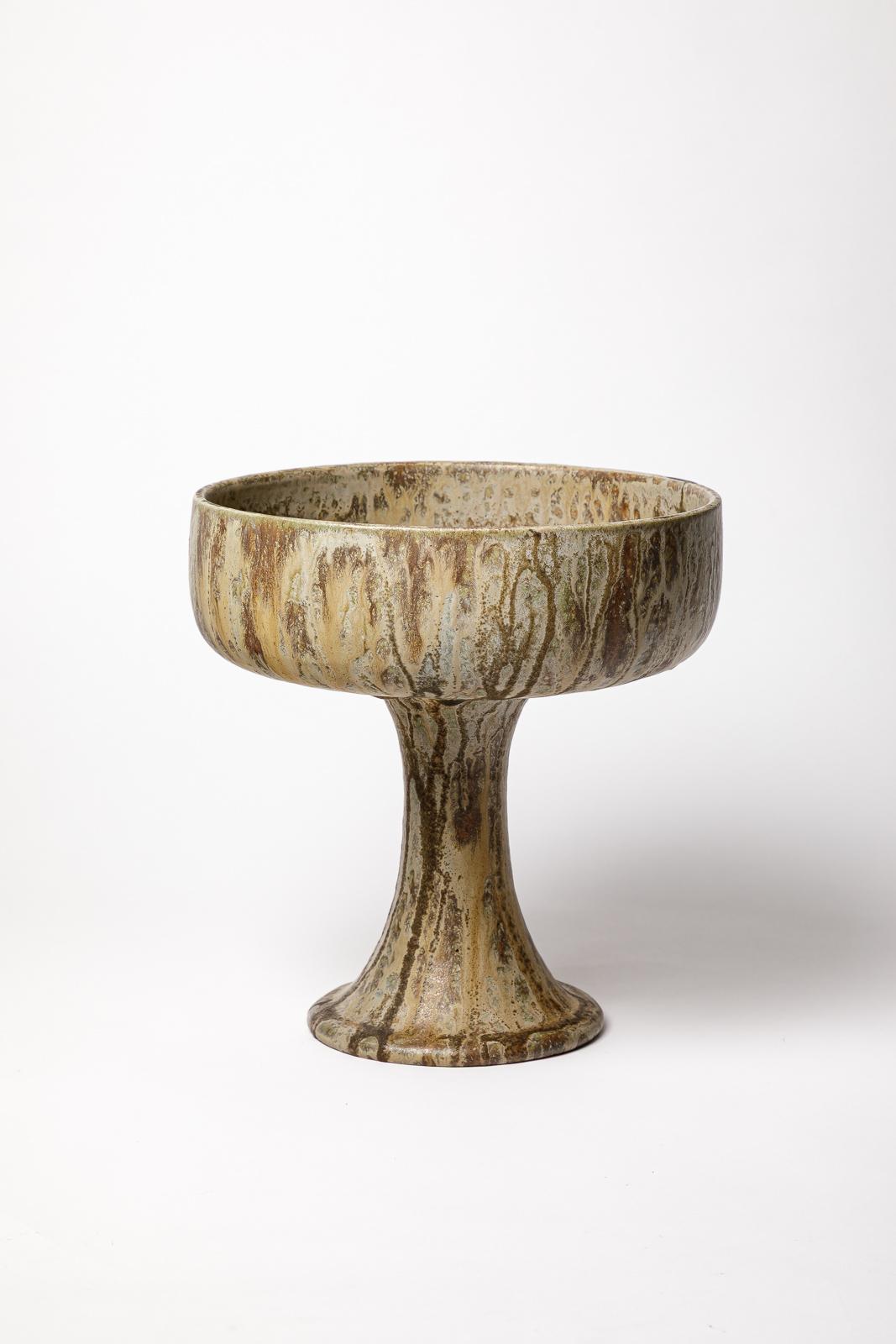 Français Coupe en grès émaillé de Roger Guérin, vers 1930. en vente