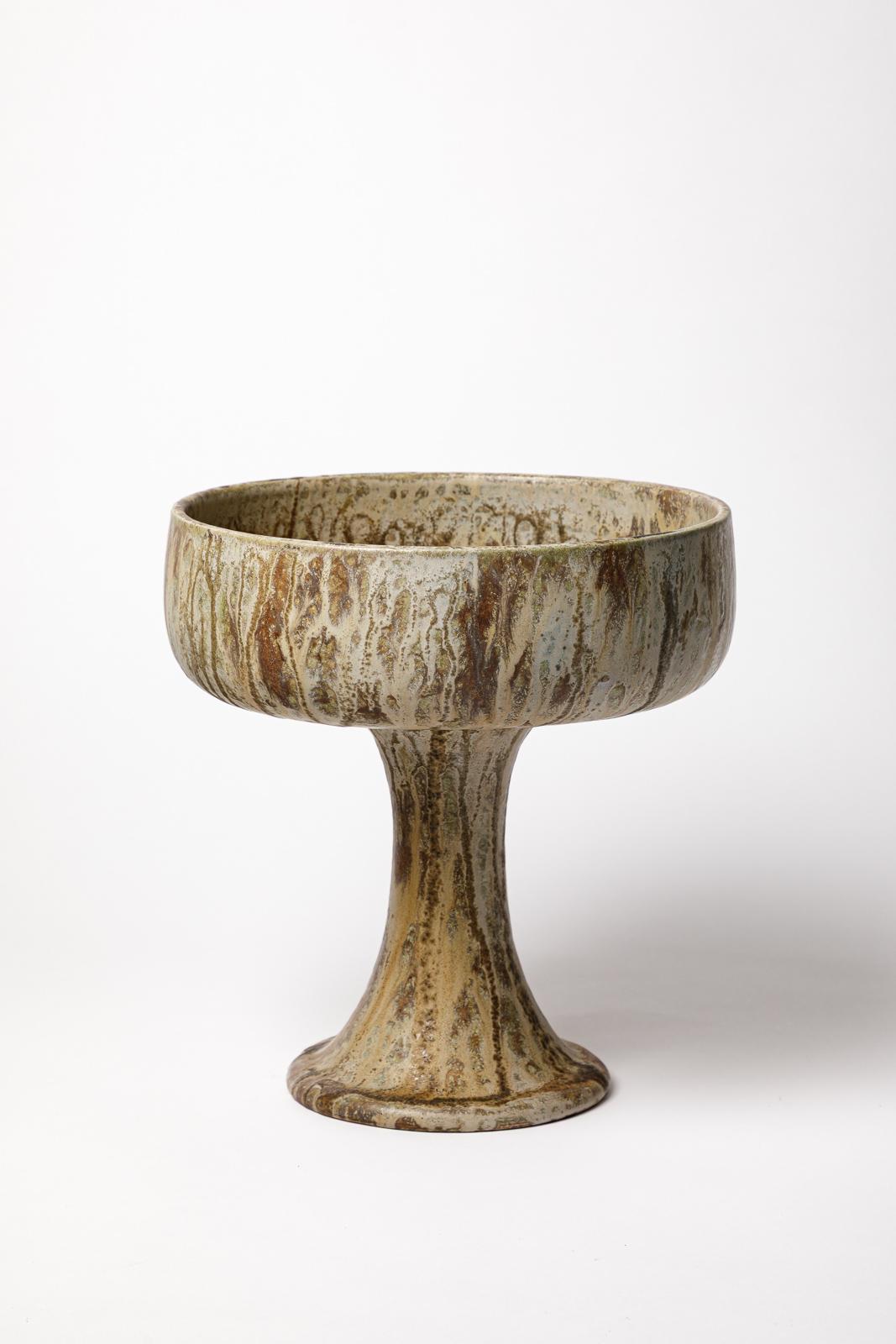 Coupe en grès émaillé de Roger Guérin, vers 1930. Excellent état - En vente à Saint-Ouen, FR