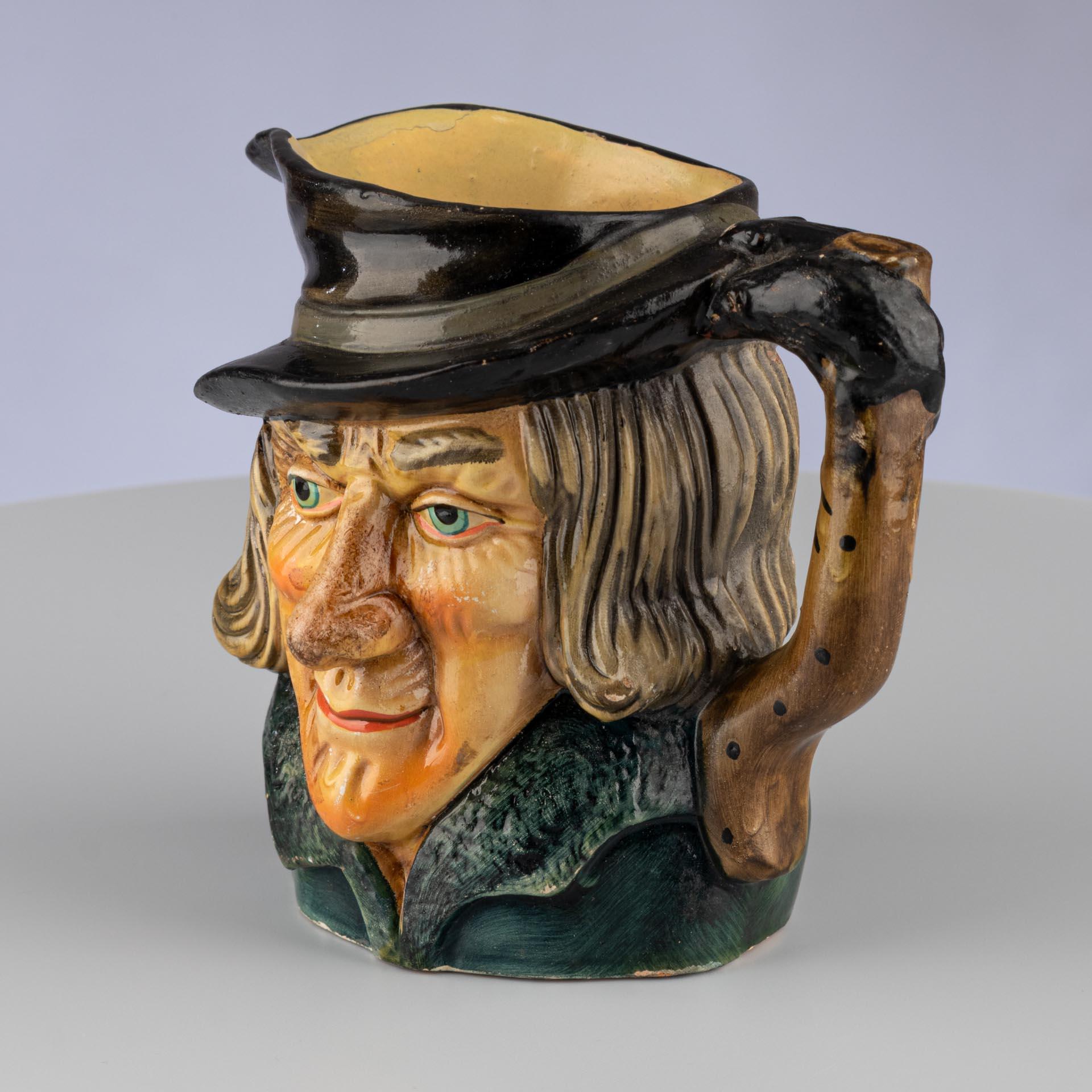 Glazed Stoneware English Caricature Jug In The Shape Of An Old Man, 20th Century In Good Condition For Sale In Greven, DE