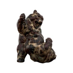 Glazed Stoneware Fighting Bears Figurine, Knud Kyhn for Royal Copenhagen #20240