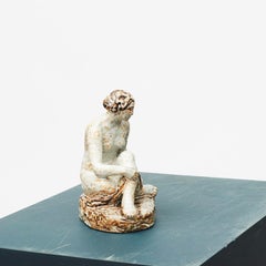 Glazed Stoneware Figurine of Sitting Woman by Gertrud Kudielka
