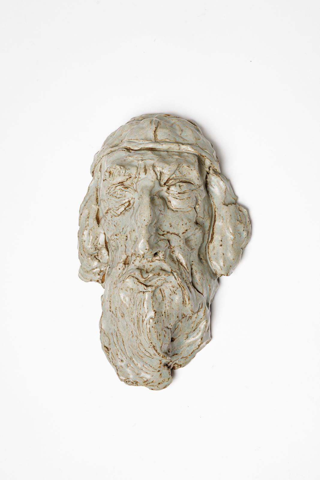French Glazed stoneware mask of Pieter Brueghel by Pierre Franchy, 1968. For Sale