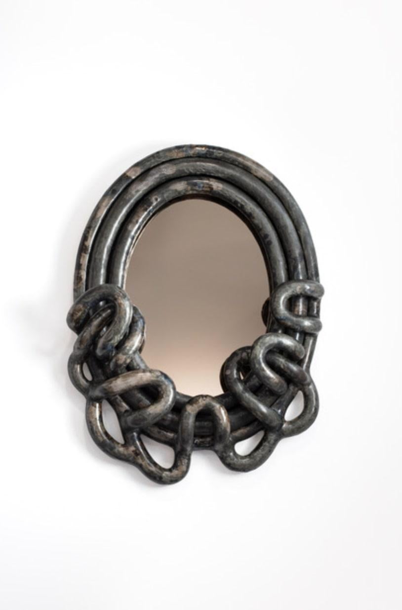 Miroir en grès émaillé intitulé 