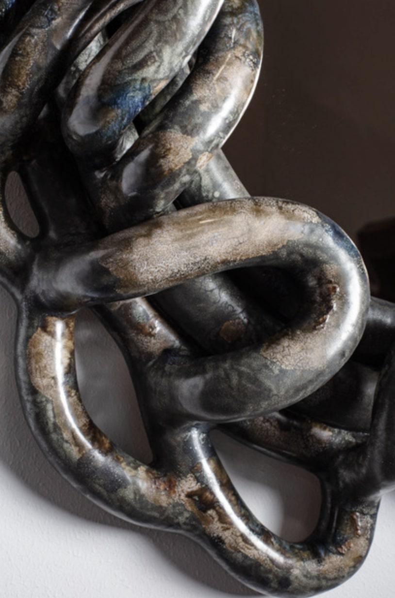 Beaux-Arts Miroir en grès émaillé intitulé 