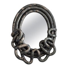 Glazed stoneware mirror entitled « Médusé.e #7 » by Clémentine Dupré, 2025.