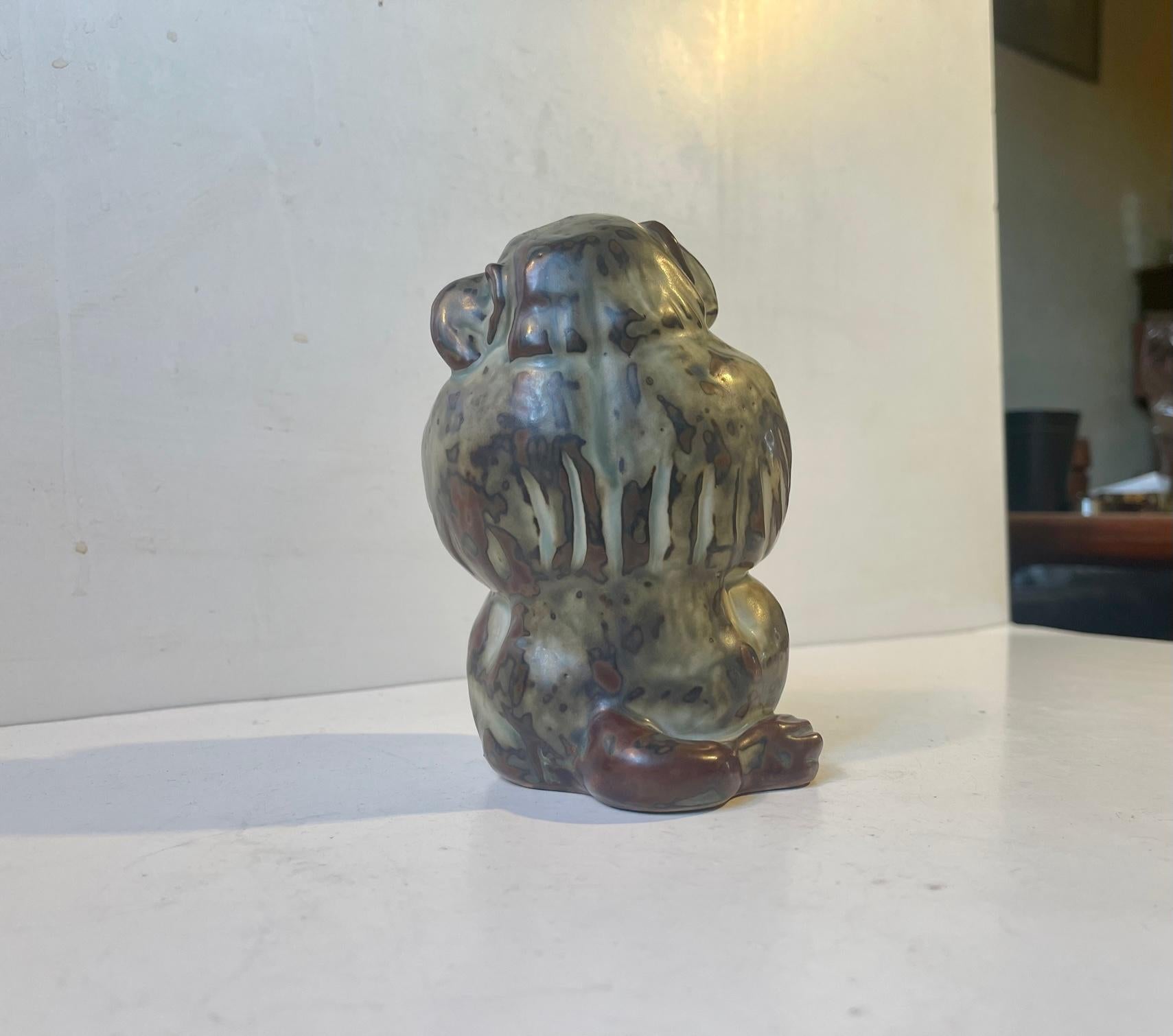 Danish Glazed Stoneware Monkey by Knud Kyhn for Royal Copenhagen, 1950s For Sale