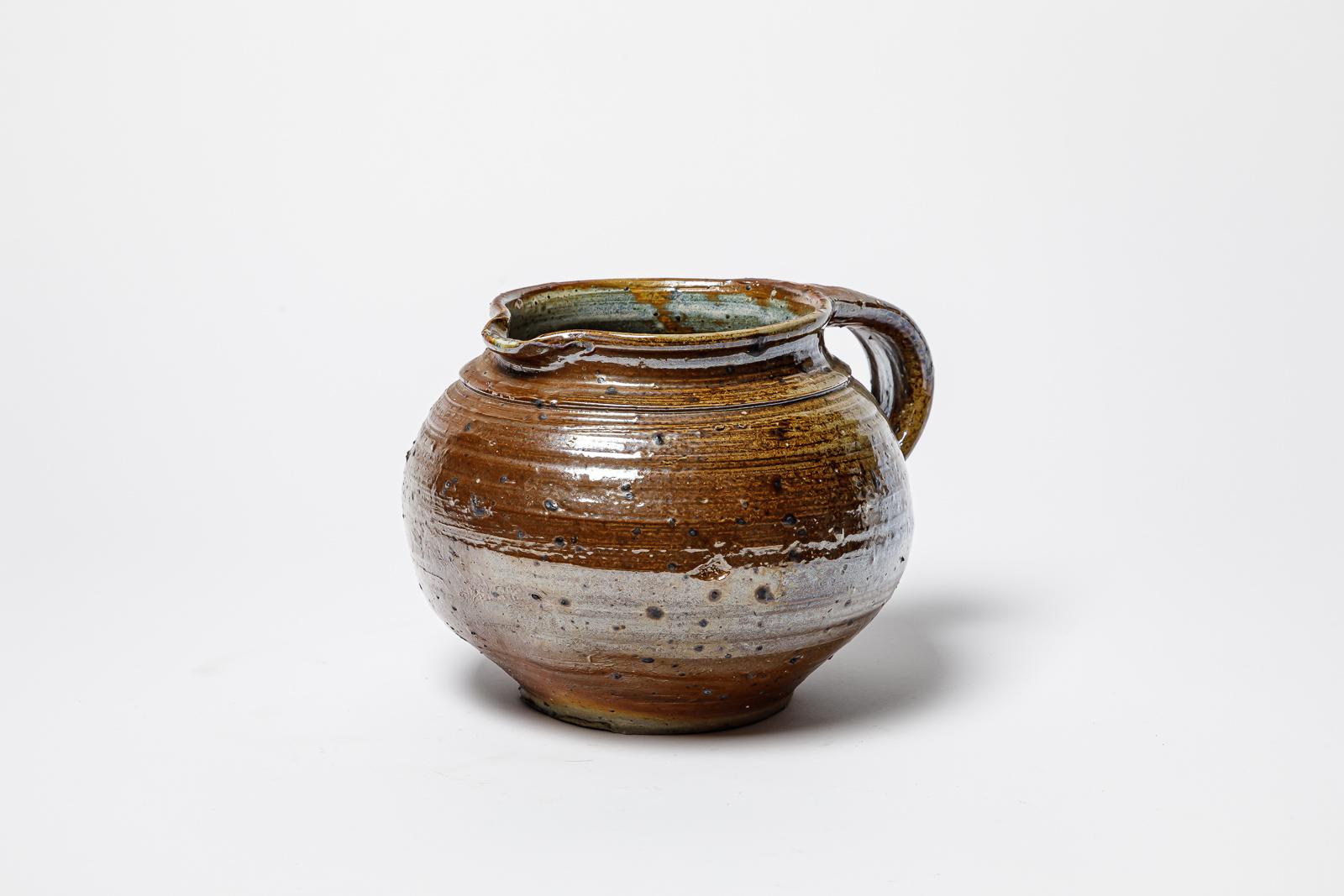 French Glazed stoneware pitcher by Michel Gardelle, circa 1980. For Sale