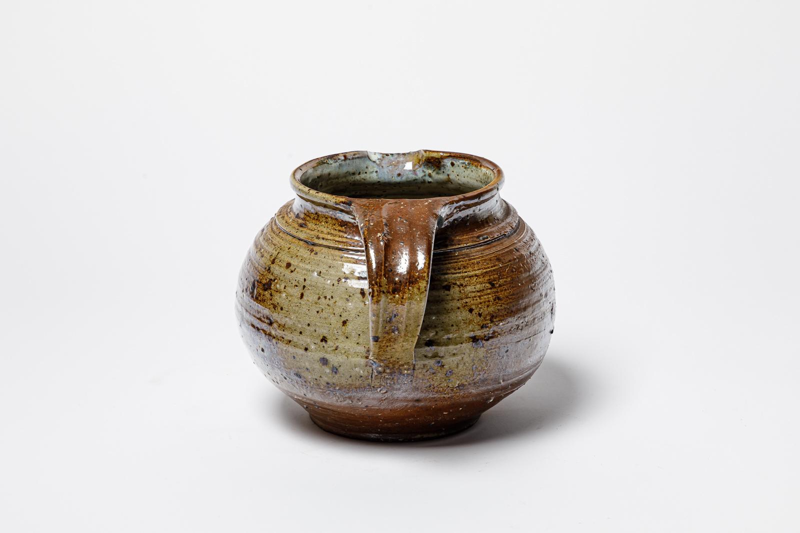 Glazed stoneware pitcher by Michel Gardelle, circa 1980. In Good Condition For Sale In Saint-Ouen, FR