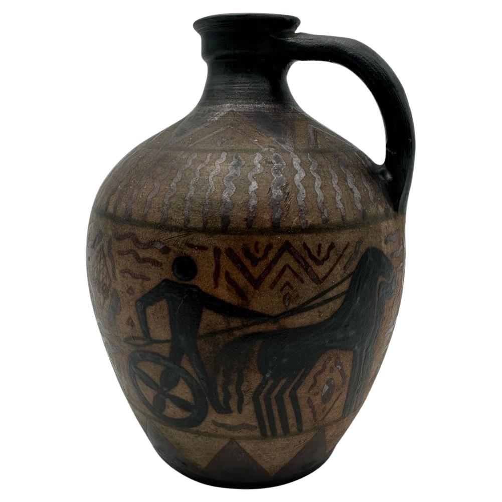 Glazed Stoneware Pitcher VE Ciboure, Vilotte Period, France, circa 1920 For Sale