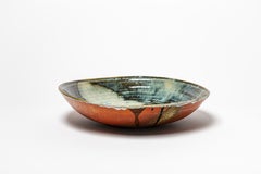 Glazed stoneware plate by Raoul Favretto, circa 1980-1990.