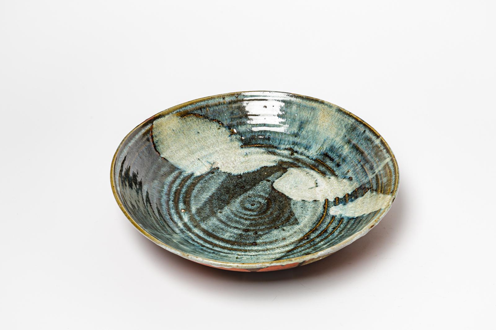 Beaux Arts Glazed stoneware plate by Raoul Favretto, circa 1980-1990. For Sale