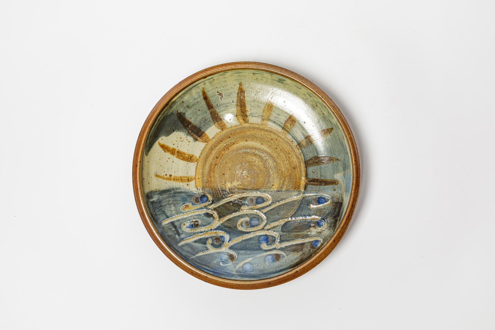 French Glazed stoneware plate, France. For Sale