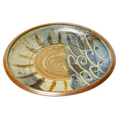 Vintage Glazed stoneware plate, France.