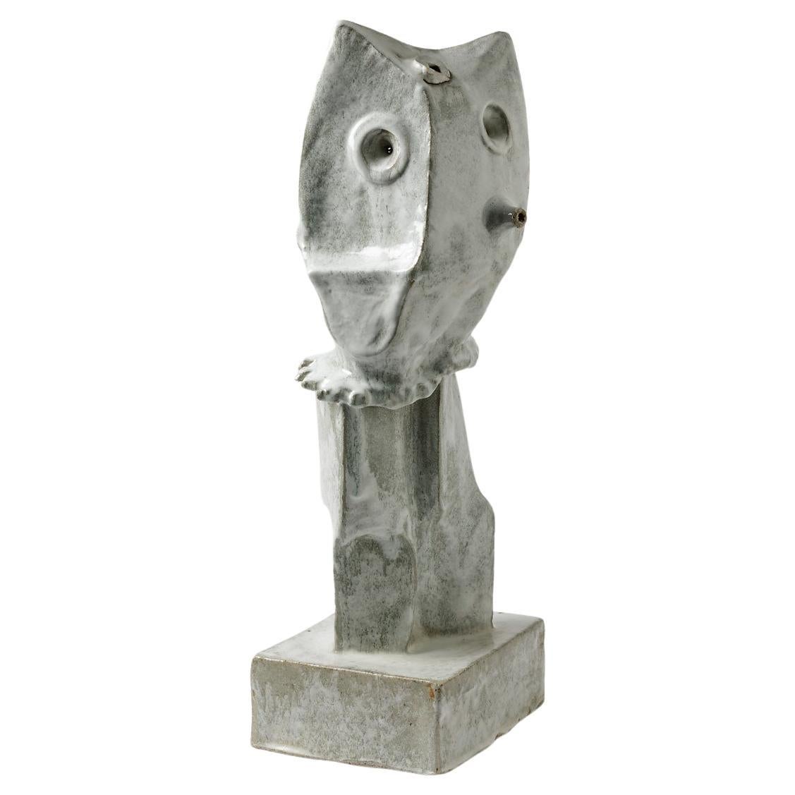 Glazed stoneware sculpture by Michel Lanos,  Circa 1980-1990 For Sale