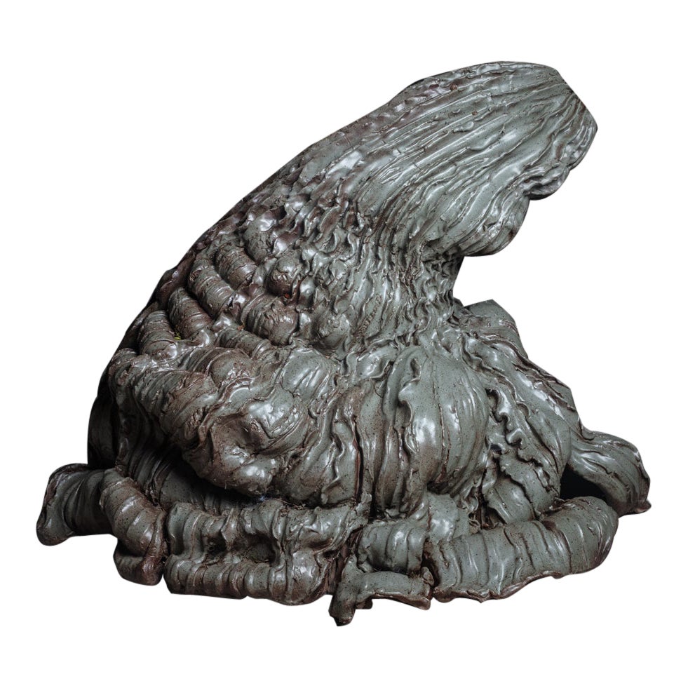 Escultura de gres esmaltado titulada "L'éffondrée Bleue", Anne Barrès, hacia 2010