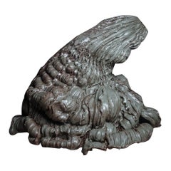 Glazed Stoneware Sculpture Entitled «L’éffondrée Bleue», Anne Barrès, circa 2010