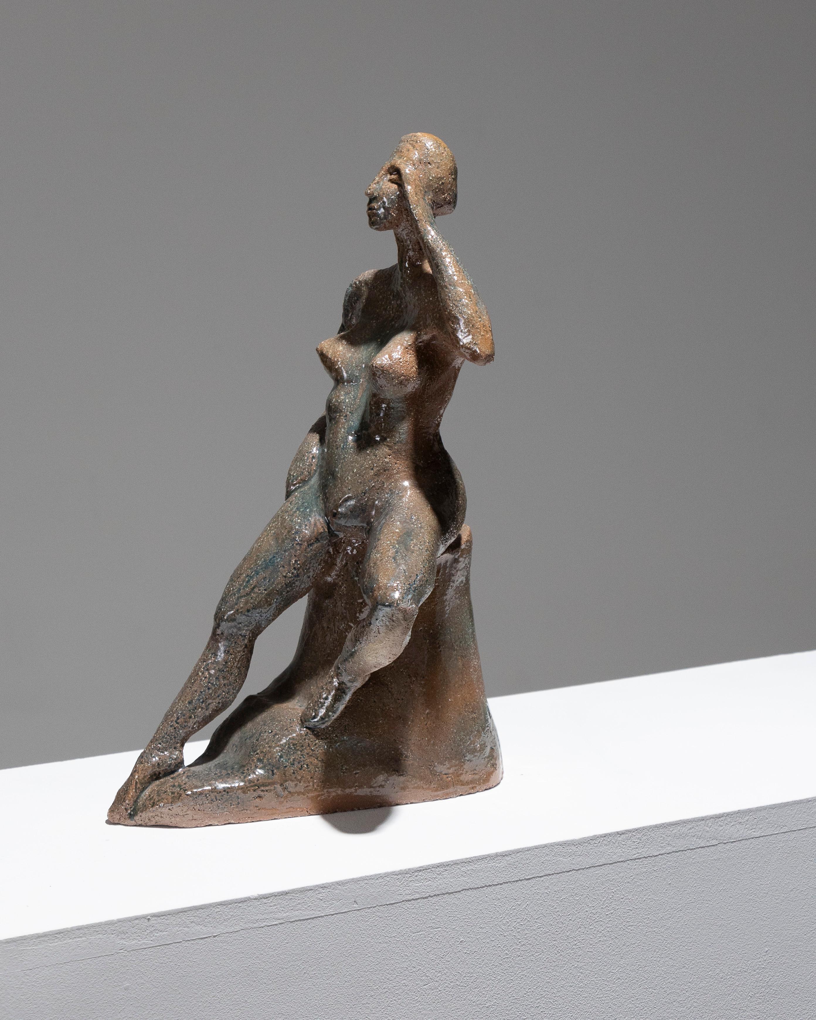 Glazed Stoneware Sculpture of a Woman, 1950s in vendita 5