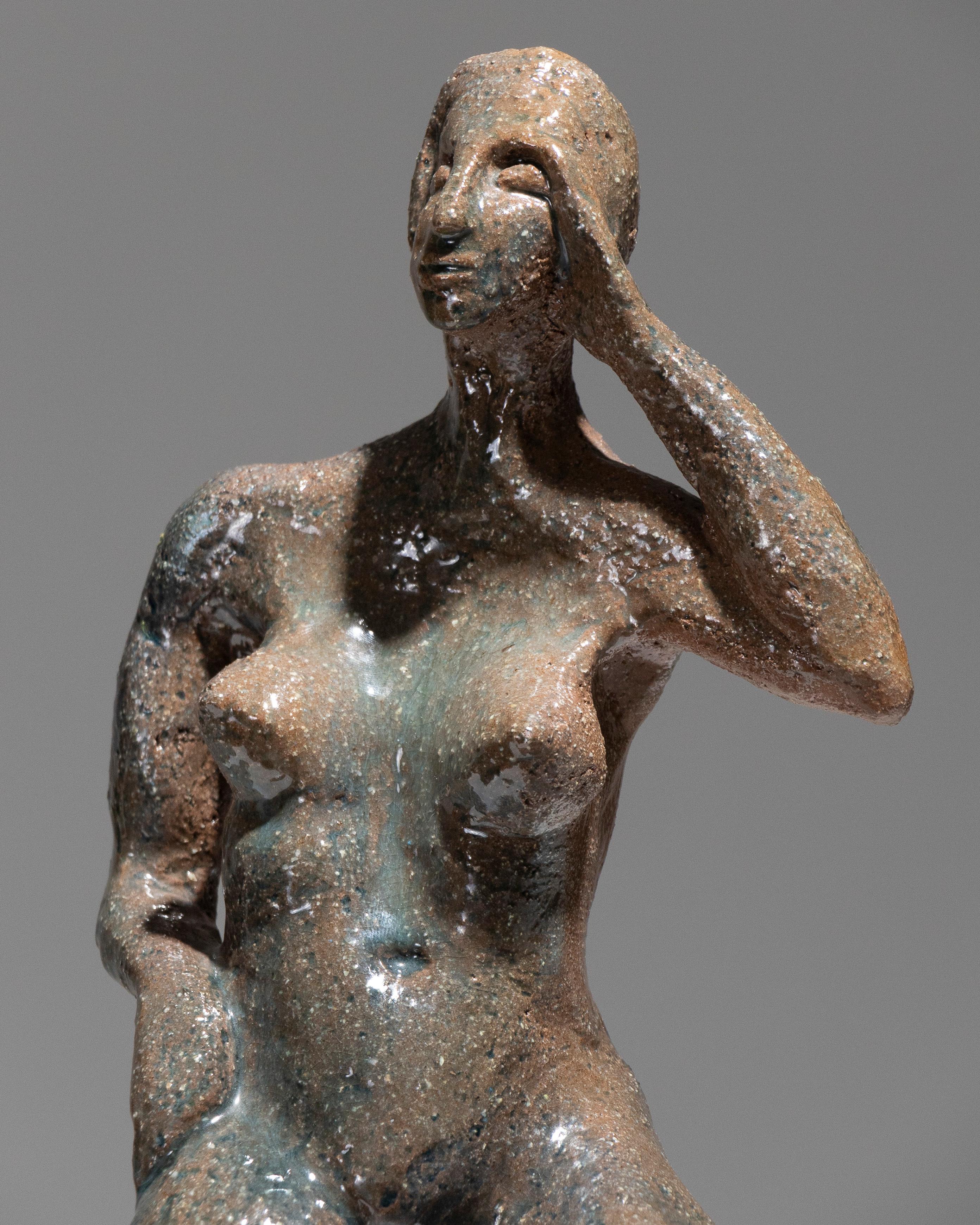 Glazed Stoneware Sculpture of a Woman, 1950s in vendita 6