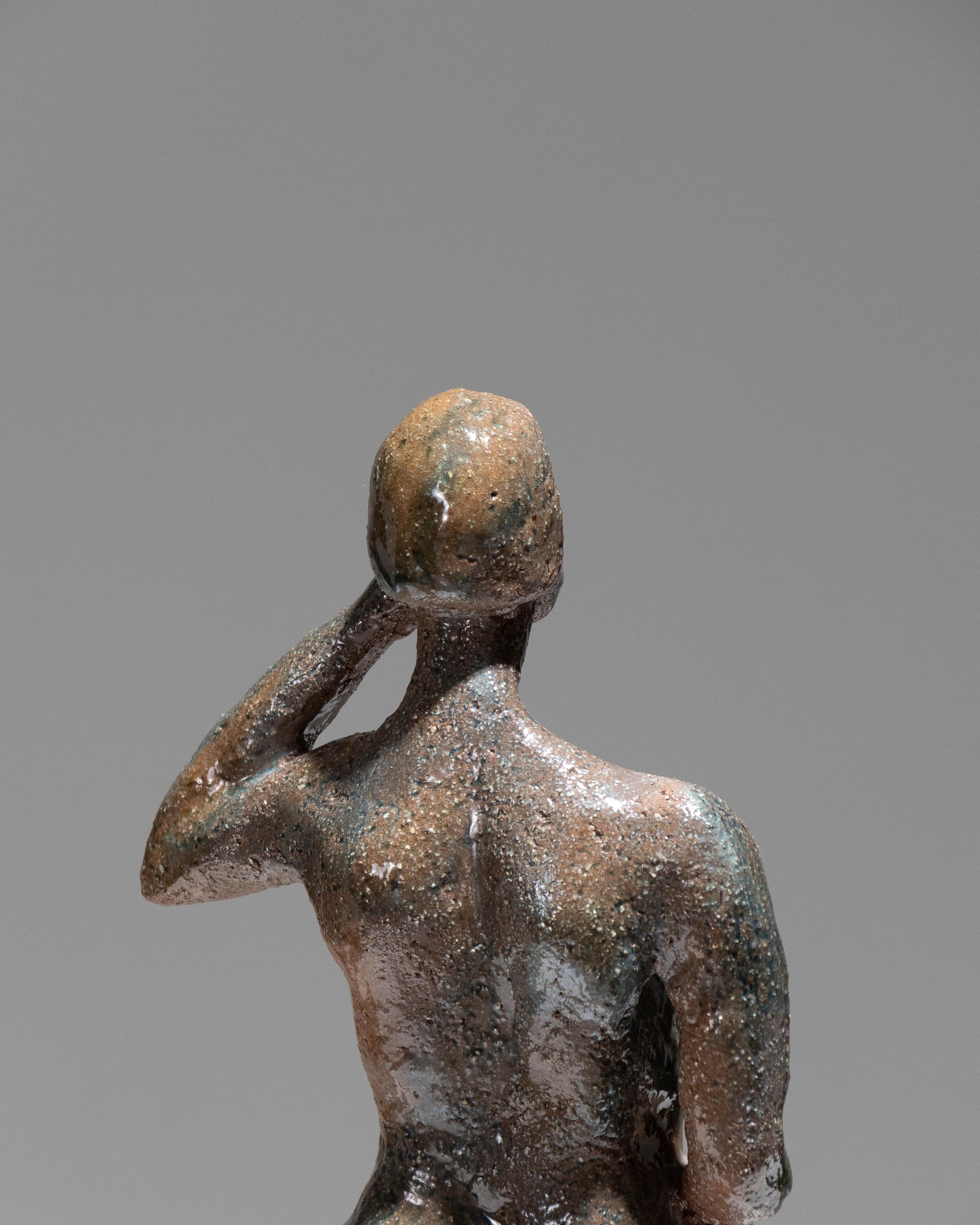 Glazed Stoneware Sculpture of a Woman, 1950s in vendita 8