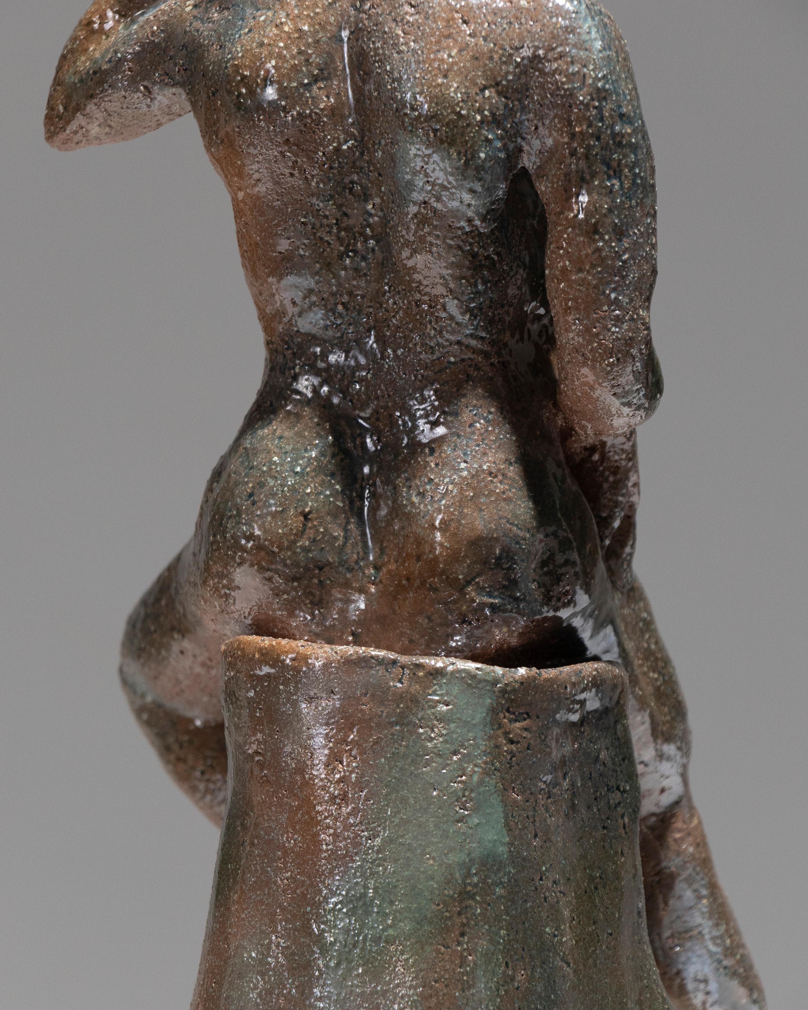 Glazed Stoneware Sculpture of a Woman, 1950s in vendita 9