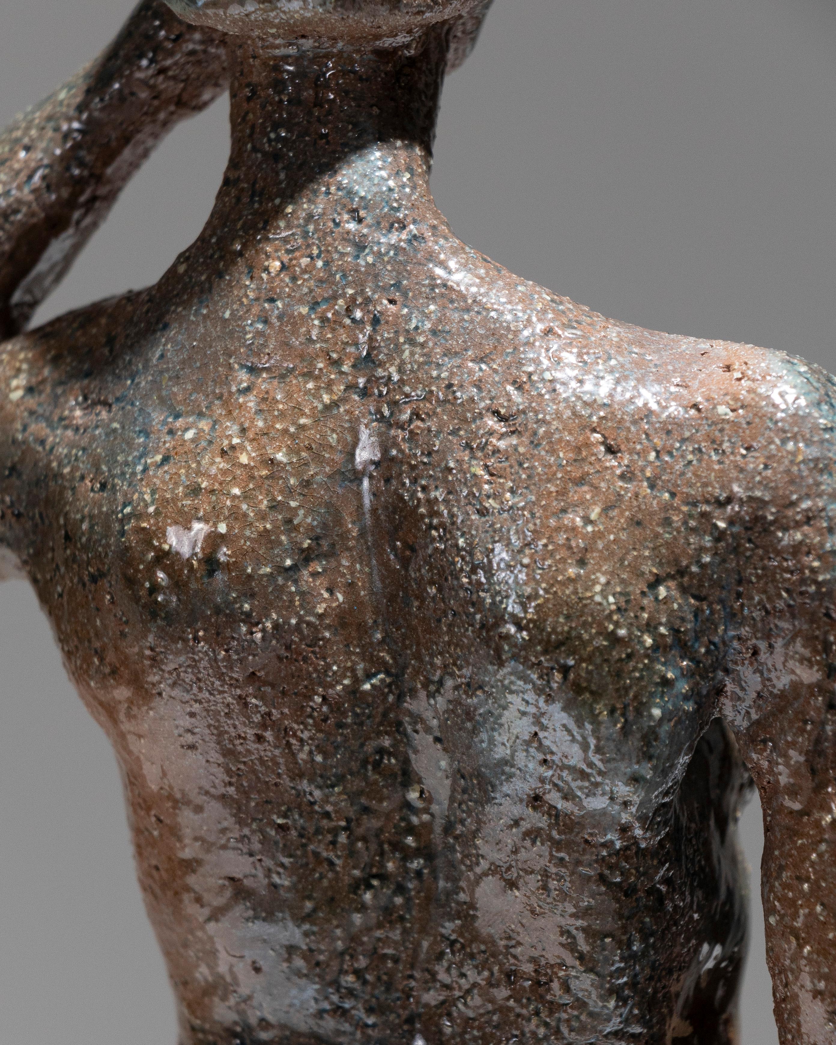 Glazed Stoneware Sculpture of a Woman, 1950s in vendita 11