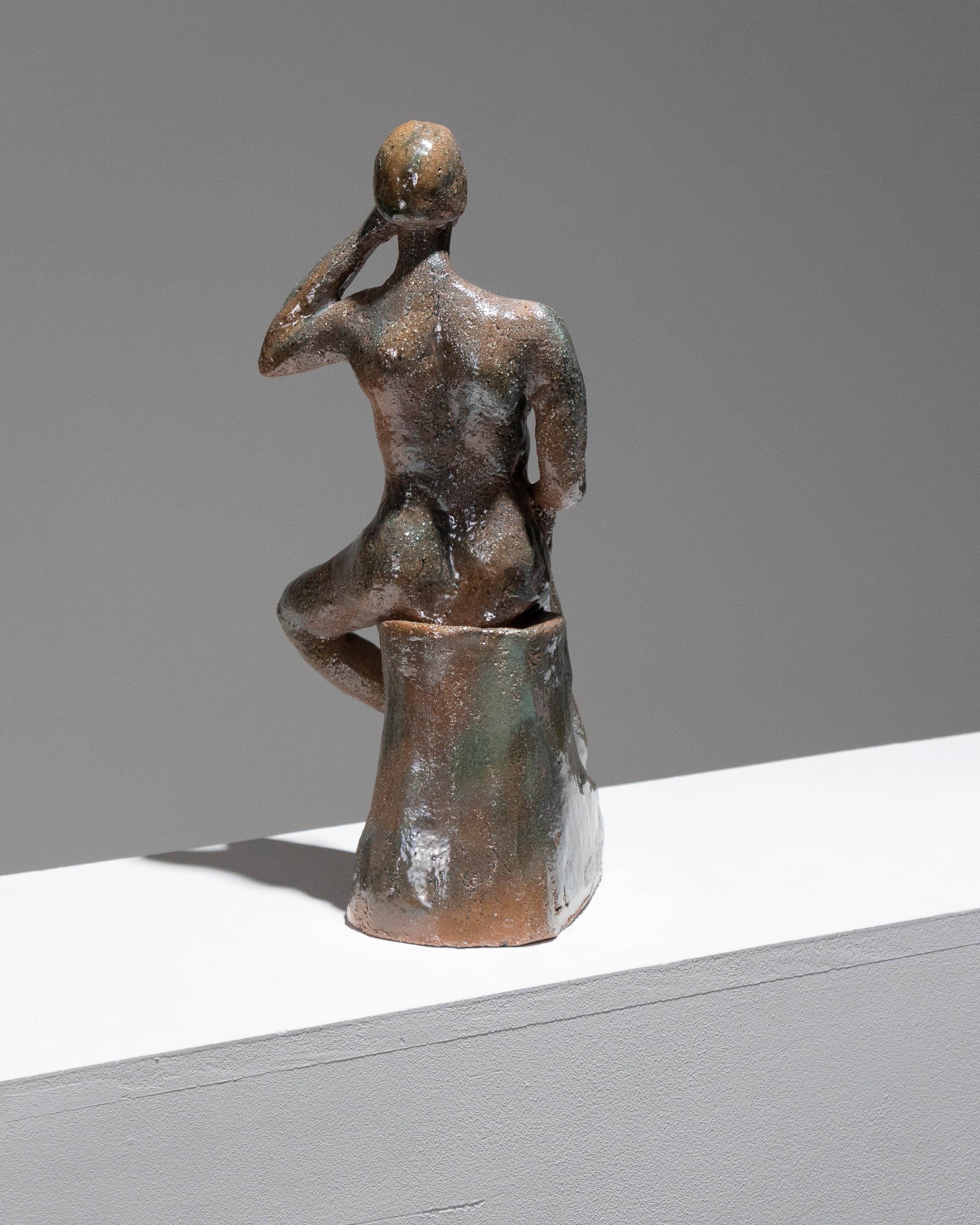 XX secolo Glazed Stoneware Sculpture of a Woman, 1950s in vendita