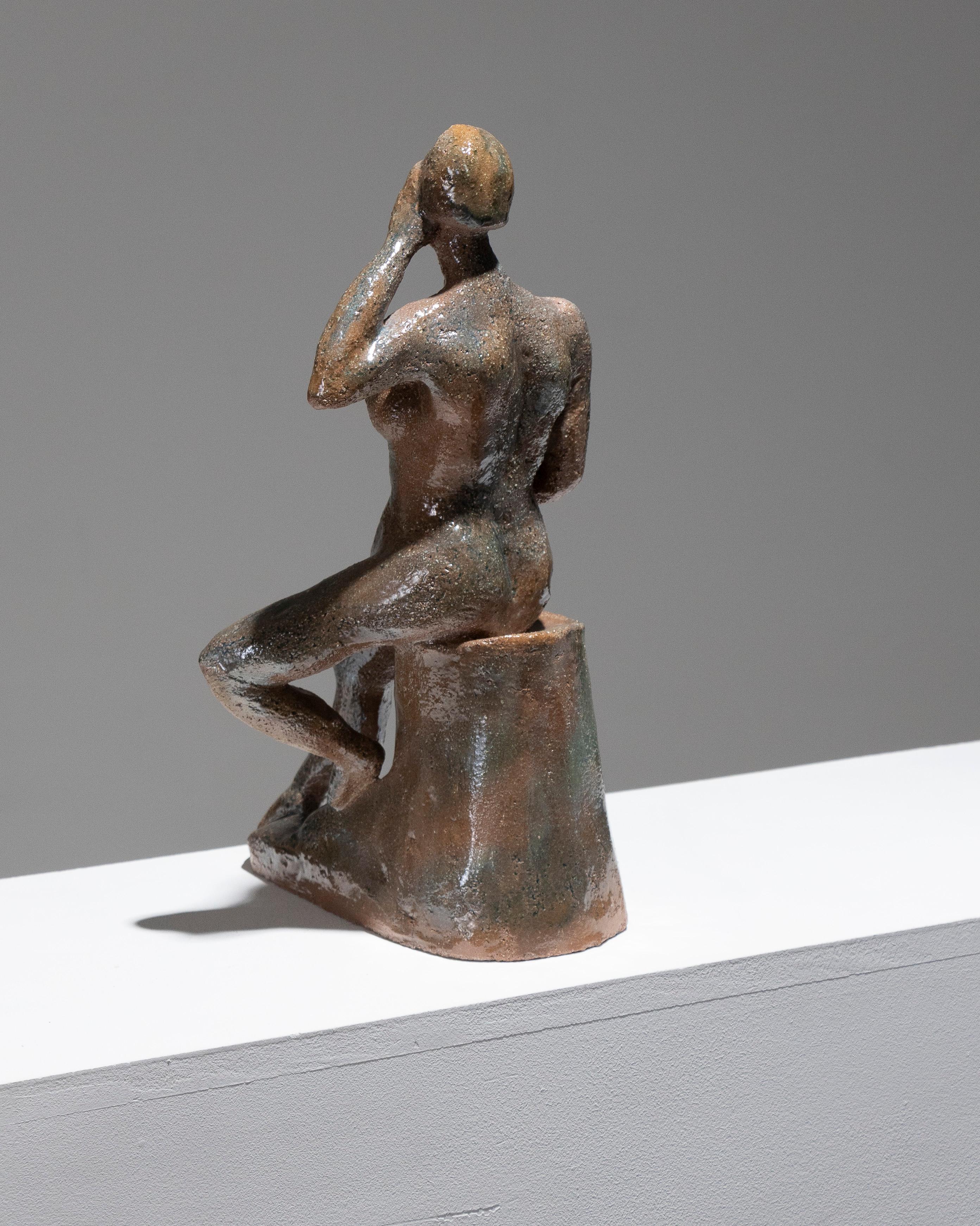 Ceramica Glazed Stoneware Sculpture of a Woman, 1950s in vendita