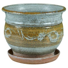 Glazed Stoneware Table Planter with Water Catch