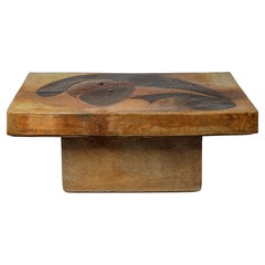 Table en grès émaillé à décor géométrique de Georges Martin, vers 1970.