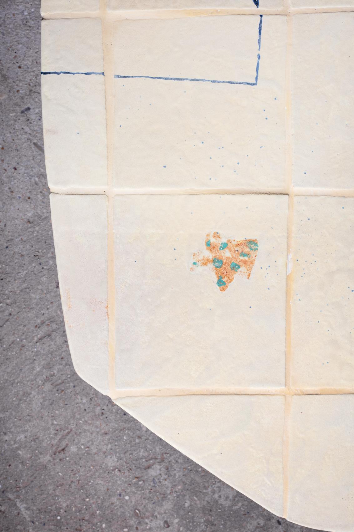 Français Table en grès émaillé à décor géométrique de Jean-Pierre Viot, 2023 en vente