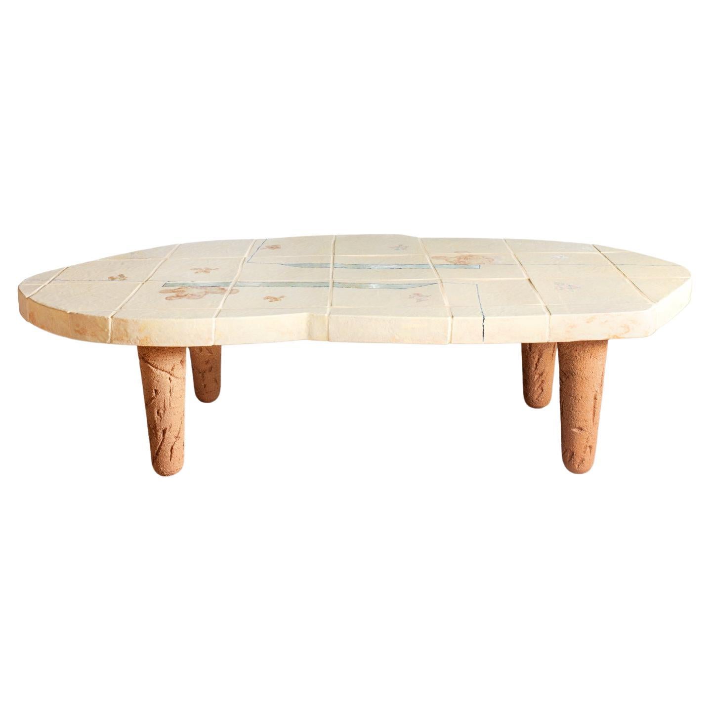Table en grès émaillé à décor géométrique de Jean-Pierre Viot, 2023 en vente
