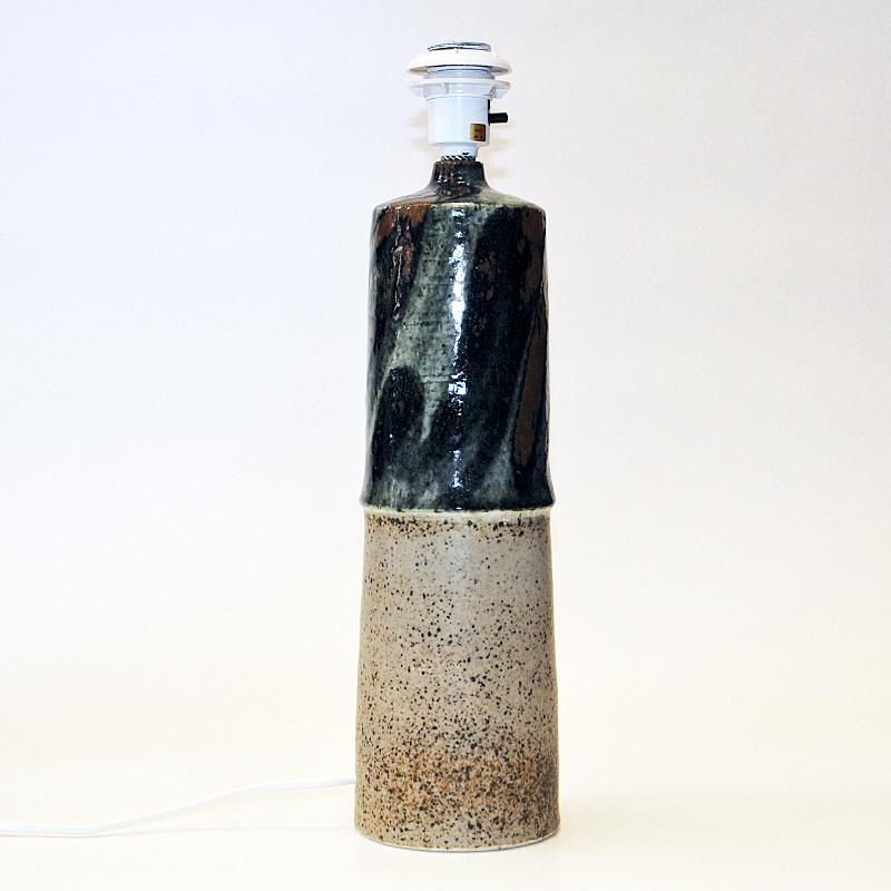 Glazed stoneware tablelamp by Olle Alberius - Rörstrand, Sweden 1960s In Good Condition For Sale In Stockholm, SE